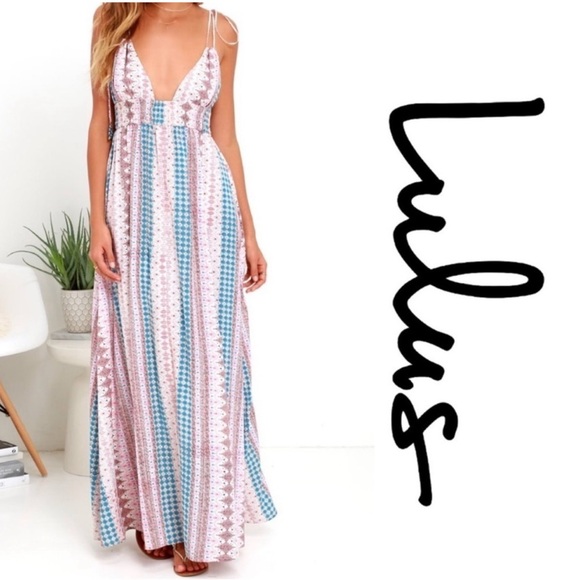 Lulus | Maxi Light Flowy Dress | NWT | Vacation Event Multi Print Size L - Picture 1 of 16